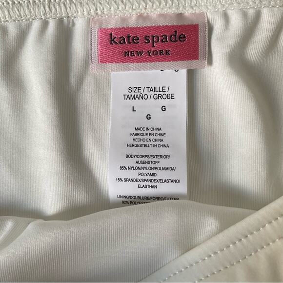 Kate Spade Contrast Trim Bandeau Bikini Swim Set NWTs Large Cream Ivory Black - Picture 10 of 10
